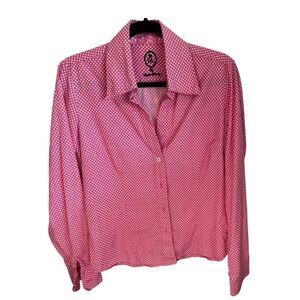 English Laundry Pink Barbie Pink Button Up polka dot eye Womans 10